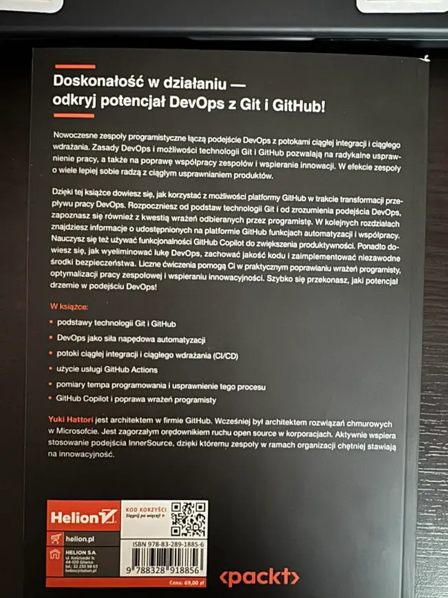 Pełnia możliwości DevOps, Git i GitHub - tył książki